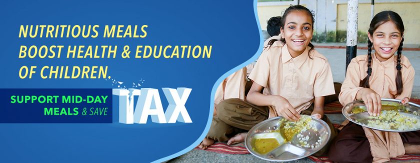 banner- support midday meal and save tax